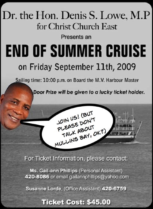 Minister Lowe's Cruise Vessel Usually Turns At Mullins Bay!